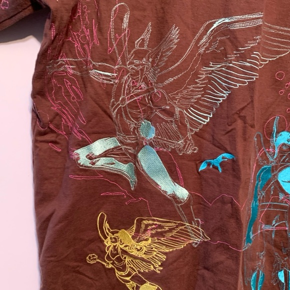 DC Comics Shirt L29 Hawkman Size XL Embroidered Front & Back Graphics Brown - Picture 5 of 12